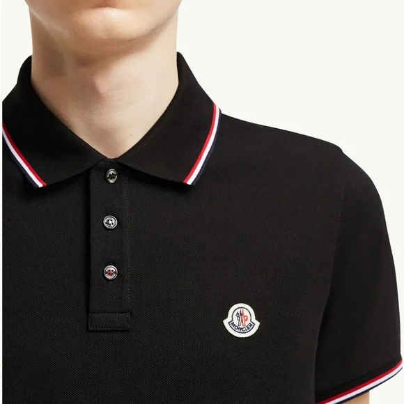 Moncler Men's Polo in Black with Red Accents Size Medium $395 - Picture 13 of 16